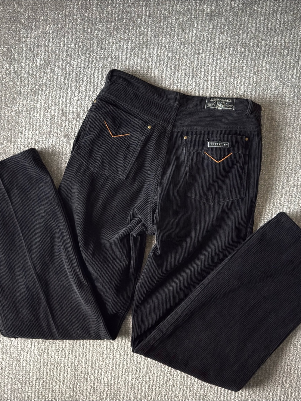 Vintage 90's Zeppelin Black Corduroy Heavy Duty Straight Leg Pants 33x30 Men's